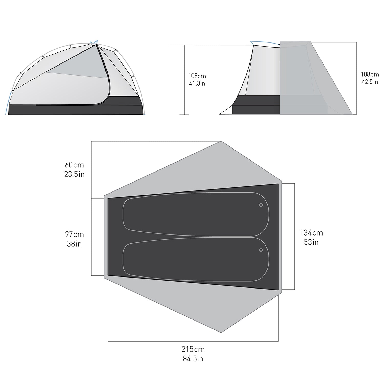 2 Person || Alto Plus Semi-Free Standing Ultralight Tent