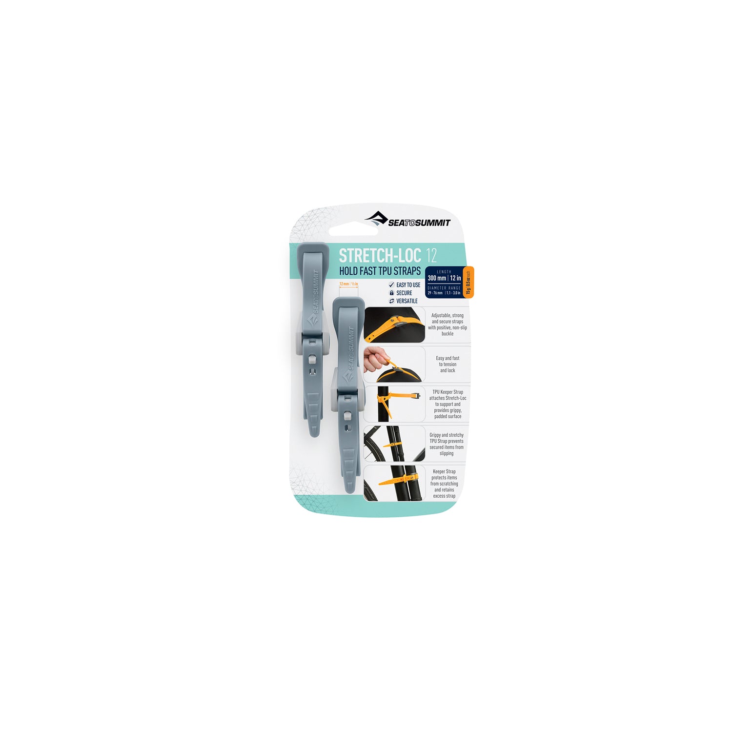 12IN Straps / 1/2in | 12mm / Gray || Stretch-Loc TPU Straps (2 Pack)